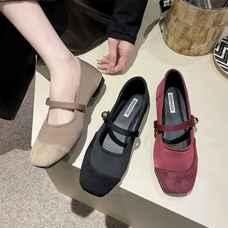Elegant Mary Janes Flats Shoes Women Black Buckle Strap Shallow Casual Ballet Shoes Ladies Spring Autumn Canvas Loafers 2023 XJ250712