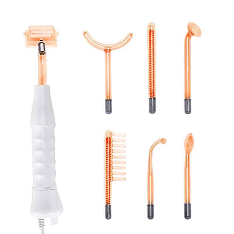 7In1 High Frequency Electrode W/Neon Electrotherapy Glass Tube Acne Spot Remover Home Spa Beauty Device Facial Therapy Wand