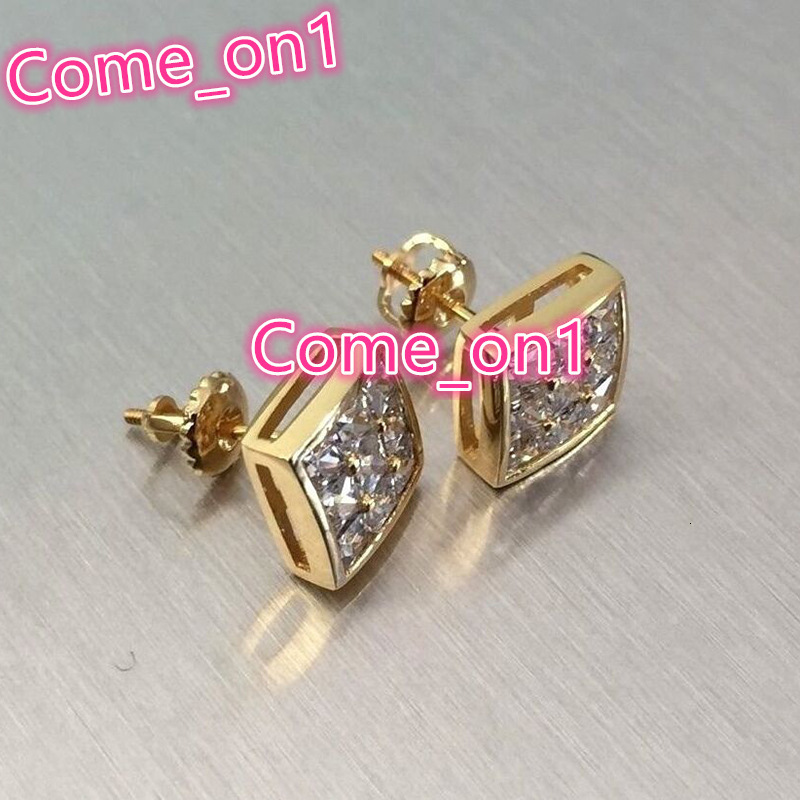 Simple Square Design Sparkling Imitated Diamond Gold Plated Earrings for Fashion Jewelry Women Wedding Stud Earrings