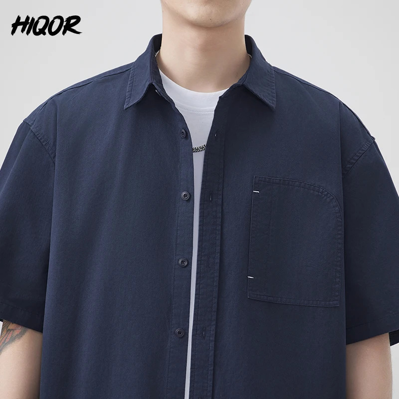 Summer Mens Shirt Half-Sleeved with Pockets Fashion Thin Quick Drying Stand Up Collar Simple Cotton Shirts Streetwear Versatile 250707