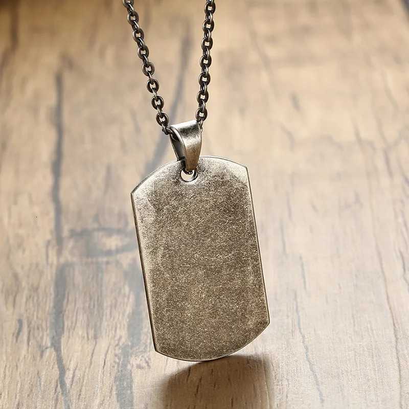 Personalized Dog Tag Necklaces for Men Retro Gray Stainless Steel Pendant Necklaces Soldier Tag Collars Gifts 20 inches W250712