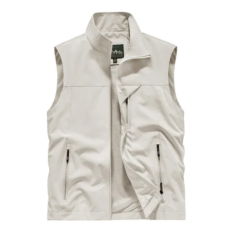 Men Spring Vest Outdoor Tactical Mens Sleeveless Waistcoat Multiple Pockets Plus Size Male Fishing Outwear 250707