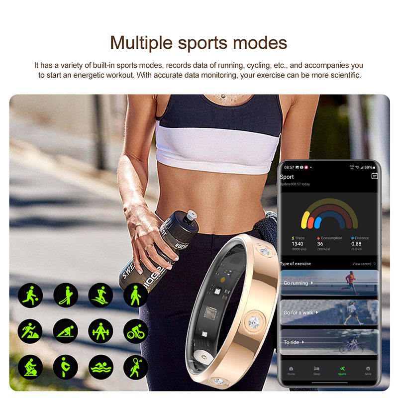Smart Ring Monitor Ip68 Waterproof Health Couple Smartring Gift Sport Data Analysis BT Control Smart Finger Ring