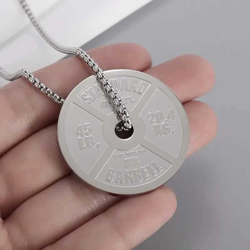 Stainless Steel Fitness Dumbbell Pendant Necklace Weight Plate Baell Chain Pendant for Men Youth Weightlifting Fitness Jewelry W250712