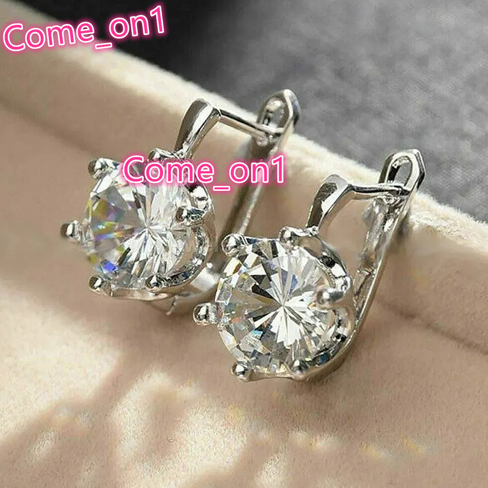 Wholesaler Simple Style Round Sparkling Cubic Zirconia Earrings for Women Fashion Jewelry Silver Plated Hoop Earrings