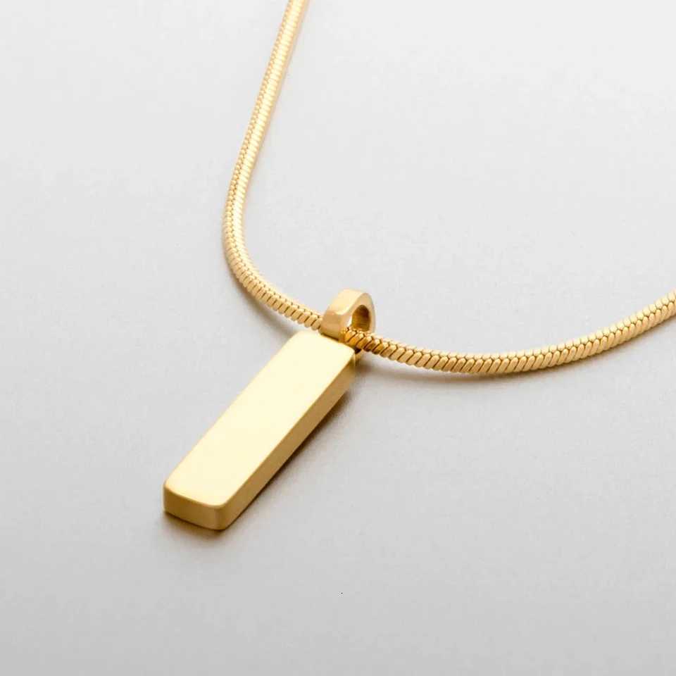 ELANDIS Mens Square Pendant Stainss steel Short Gold-Plated Necklace Whosa W250712