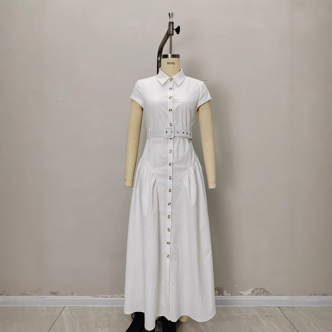 Summer New Women's Skirt French Fashion Collar Long Skirt Single breasted Skirt Fashion Summer Slimming Dress Wear New Design Designer Dress
