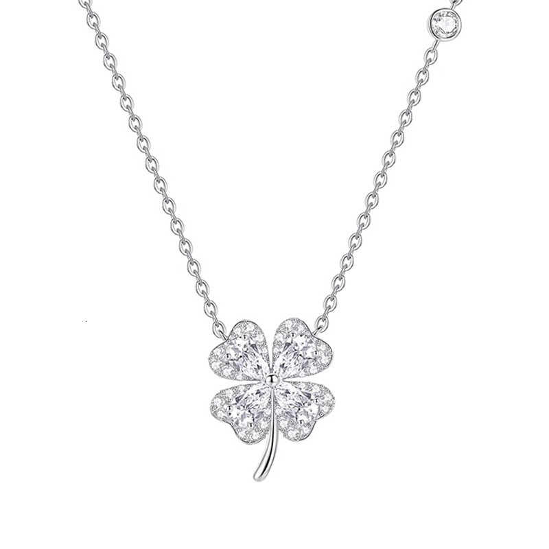 Luxury Jewelry Designer Jewelry Lucky Four-leaf Clover Necklace For Women, Light Luxury, Niche, High-end Feel, Sparkling Zircon Flower Pendant, Clavic