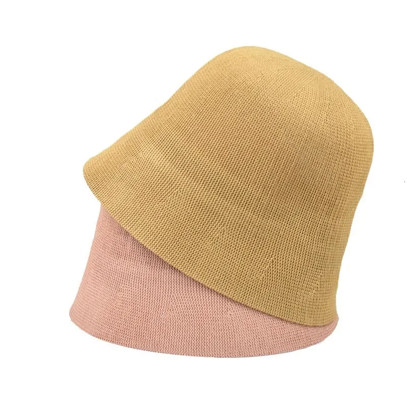 Spring summun Breathable Linen Knitted Bucket Cap For Women Simple Fashion Fishermans basin hat Accessories 250711