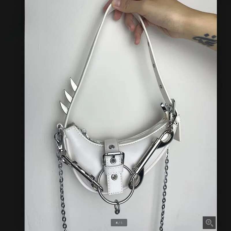 Gothic Lolita JK Haruku Women's Girls Punk One Shoulder Handbag Y2K Rock Japanese Rivet Crossbody Moon Underarm Bag Tote