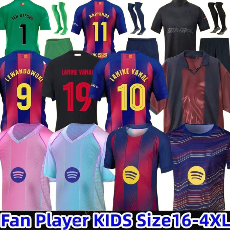 25 26 LAMINE YAMAL Barcelone Soccer Jerseys PEDRI GAVI Football Jersey Fan Player 2025 2026 BarcelonaTracksuit RAPHINHA LEWANDOWSKI Home away Men Kids kit uniforms