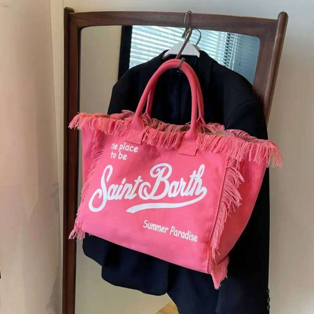 Evening Bags Spring Summer Leisure Holiday Fringe Yellow Striped Printed Travel Bag Large Capacity Thick Canvas Tote bag