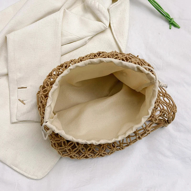 Summer Woven Bag for Women Handbags Handmade Knitted Beach Boho Shoulder Large Tote Hollow Out Shopping 250703