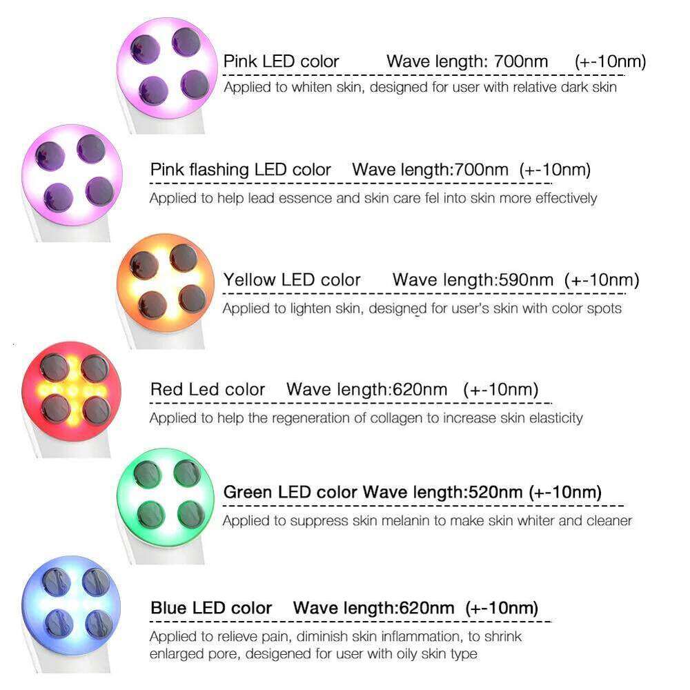 Portable 6 In 1 Facial Lifting Hine/ 5 Color Lights Deep Cleanse Anti-Aging Multifunctional Skin Care Beauty Device