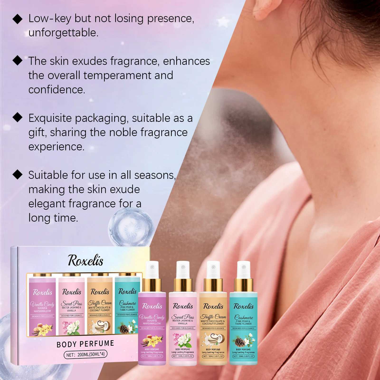 Roxelis 1set Body Fragrance Perfume Spray Set Long Lasting Freshing Fruit Scent Daily Dating Glamour Flirting Elegant Perfume W250712