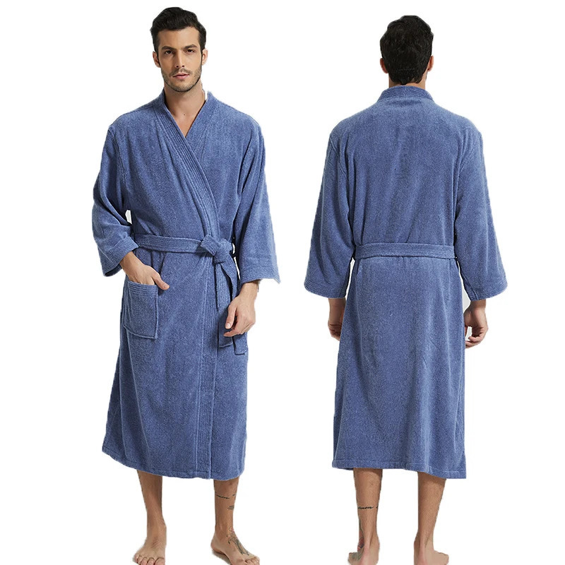 Mens Robe Winter Cotton Thick Warm Long Bathrobe Soft Towel Fleece Kimono Bath Robe Dressing Gown Bridesmaid Robes 250710
