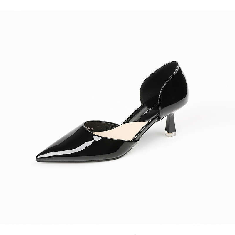 699-1 New French Style Hollow Stiletto Nude Patent Leather Pointed High Heels for Women Outdoor Wear Size 35-43
