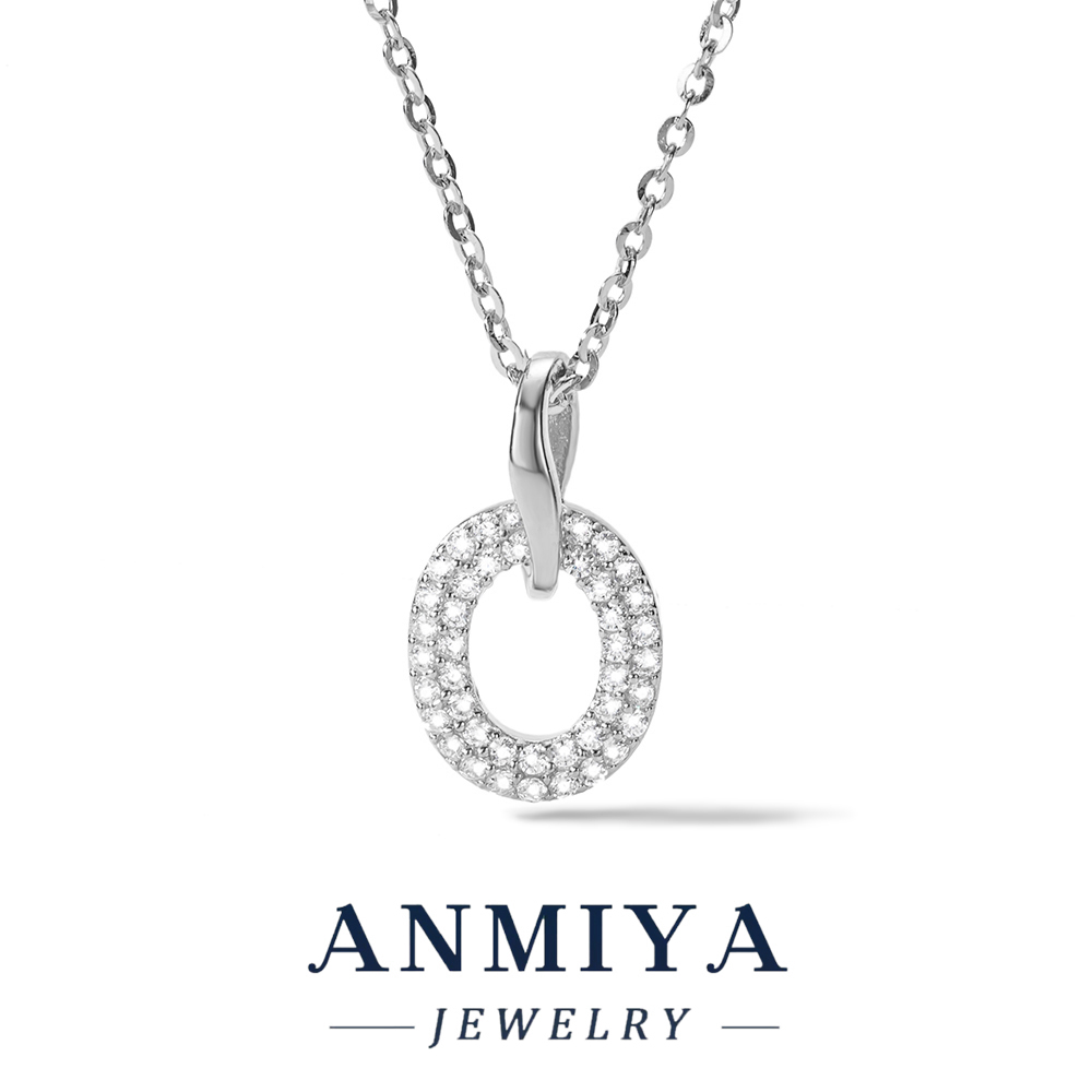 925 Sterling Silver Micro Pave Zirconia Pendant Choker Chain Necklace for Gift Engagement Party Wholesale