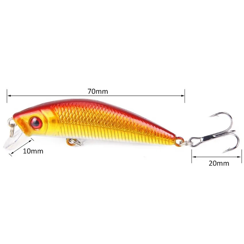 Aorace Minnow Fishing Lure 70mm 8g 3D Eyes Crankbait wobbler Artificial Plastic Hard Bait Tackle 250708