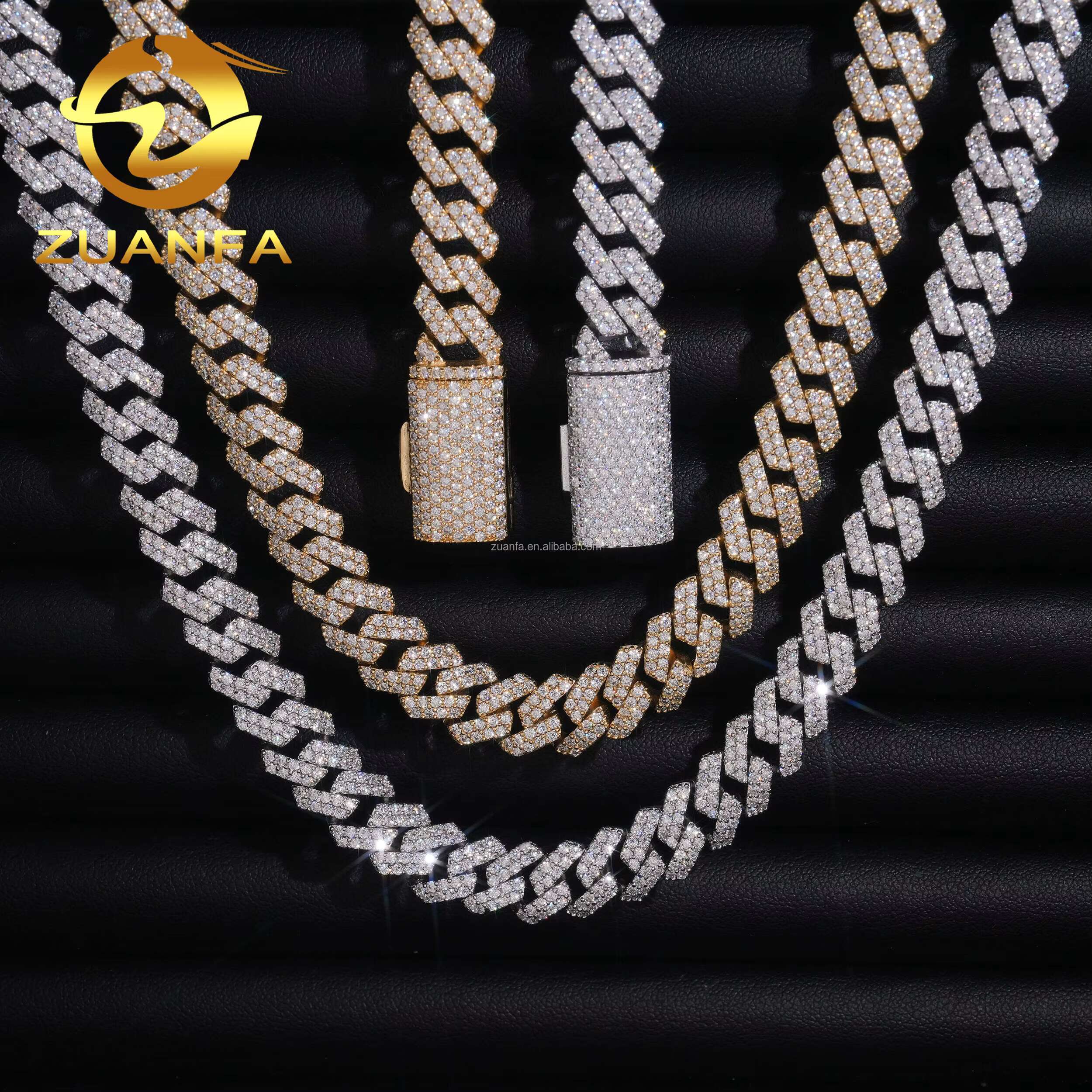 Ship in USA Warehouse Stock 10mm 2Rows 925 Solid Silver Hip Hop Iced Out VVS1 Moissanite Diamond Miami Cuban Chain Bracelet