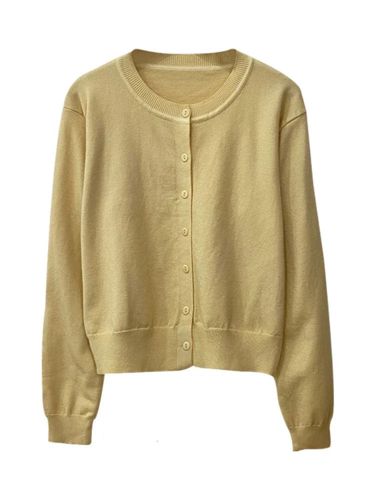 Womens Long Sleeve Cardigan O Neck Button Down Knit Lady Spring Autumn Knitted Single-breasted Cardigan Sweaters 250710