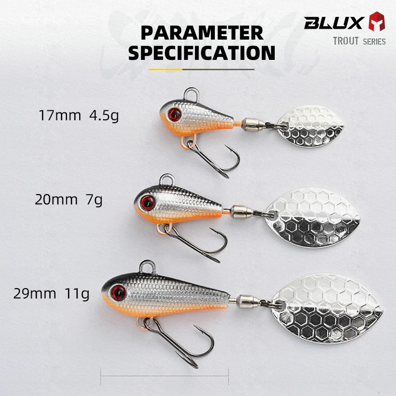 BLUX SPINTAIL Fishing Lure 45g 7g 11g Mag Tail Spinner Shad Metal Vib Casting Shore Jig Bait Copper Blade Spoon Freshwater Bass 250708