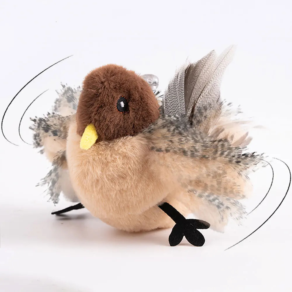 Remote Control Interactive Cat Toys Flying Bird Flapping Wings Sparrow Catnip Toy Vivid Chirping Simulation Bird Cat Toy 250708