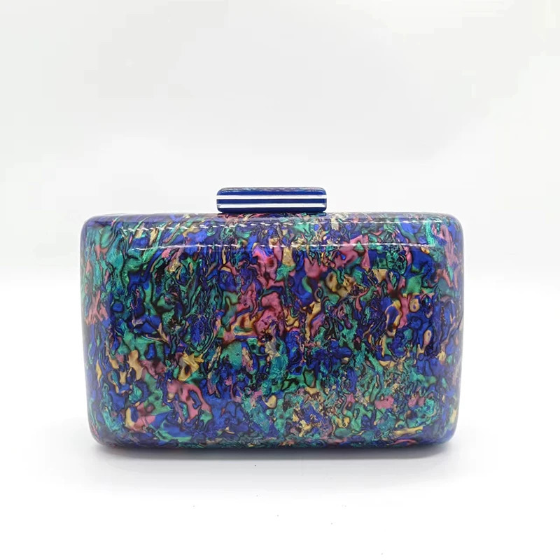 Womens Handbag Acrylic Evening Bags Navy Blue Vintage Colorful Sequins Clutch Purse Party Prom Casual Shoulder Crossbody 250708