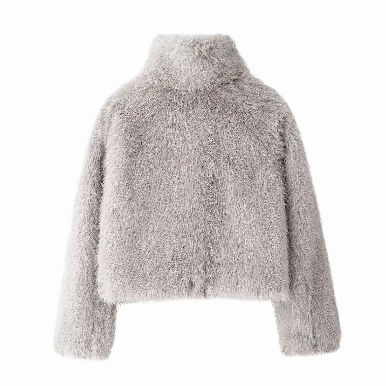 European and American style winter fashion all-match lapel faux fur jacket 250708