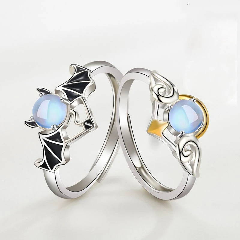 Korean Fashion 1Pair Simple Couple Zircon Rings For Women Men Goth Ring Opening Finger Lovers Jewelry Gifts 250704