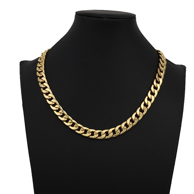 Luxury Jewelry Designer Jewelry European And American Hip Hop Gold Glossy Metal Simple Nightclub Trendy Hip Hop Unisex Gold Necklace Direct From Manuf