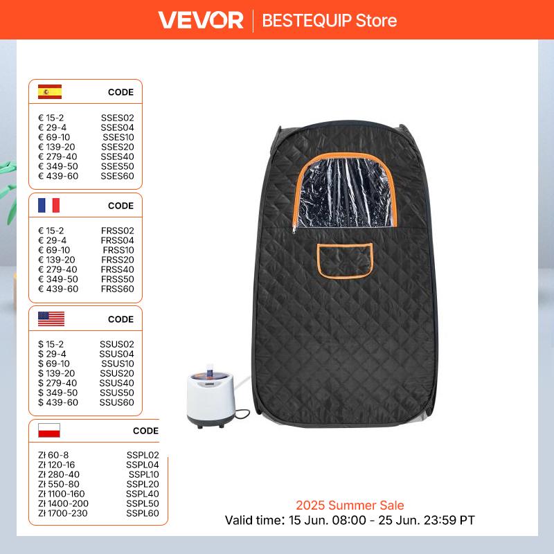 SucceBuy Compact Portable Steam Sauna Tent 1200 Watt Home Therapeutic for Detox Relaxation Time Remote Control Personal for Home