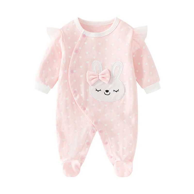 Autumn Baby Clothes 0 To 3 6 12 Months For Infant Newborn Girl Rompers pink Princess girls Jumpsuit with Foot Kids Bodysuit Z250712