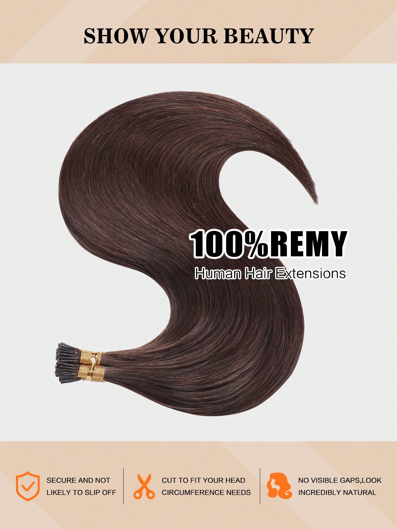 Vibeshift Tip Hair Extensions Real Human Hair 100PCS Pre Bonded Cold Fusion Hair Extensions For Women