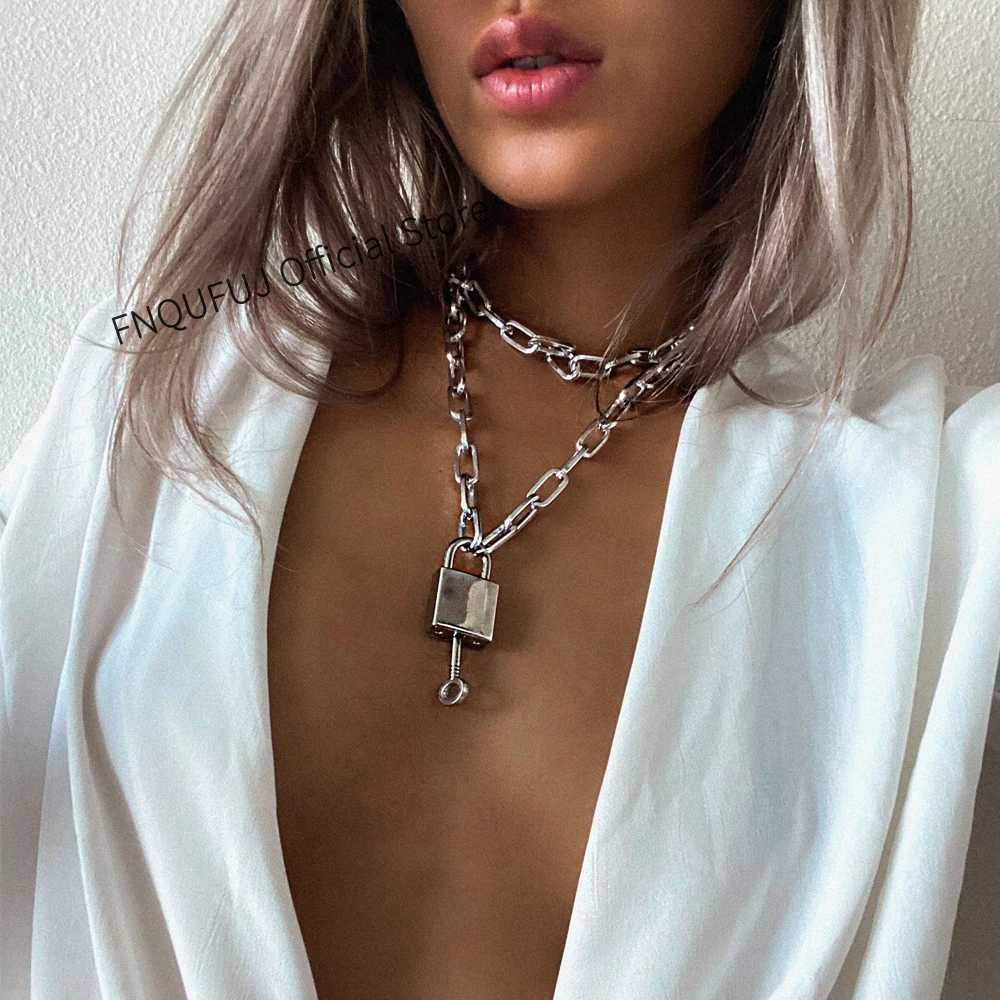Lock Chain Necklace With A Padlock Pendants For Women Men Punk Jewelry On The Neck 2020 Grunge Aesthetic Egirl Eboy Accessories W250712
