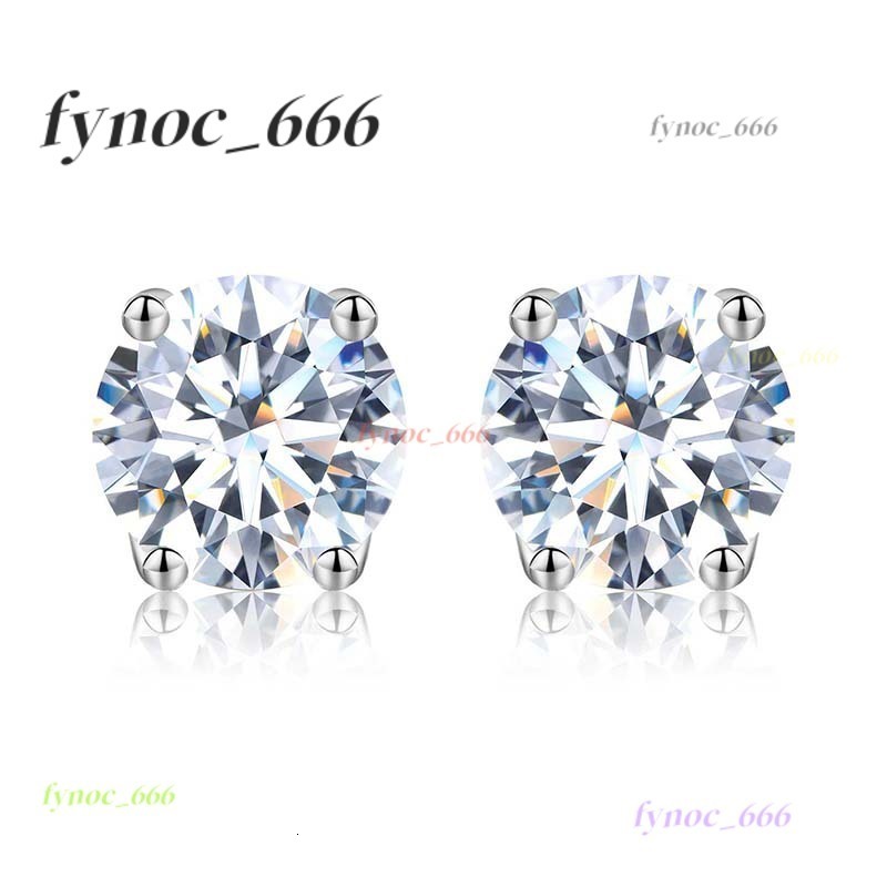 Fine Fashion Luxury 925 Silver 1CT Real Moissanite Diamond Four Claw Twist Bead Stud Earrings Trendy Parties Engagements