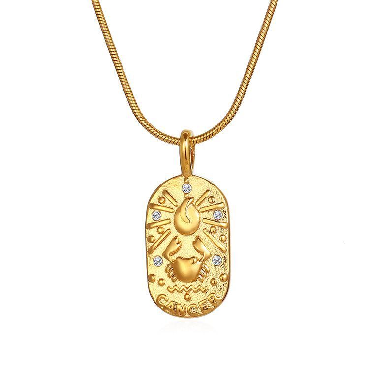 Luxury Jewelry Designer Jewelry European And American INS Fashion Simple Niche Retro Pendant Jewelry Stainless Steel Casting Oval Zircon Constellation