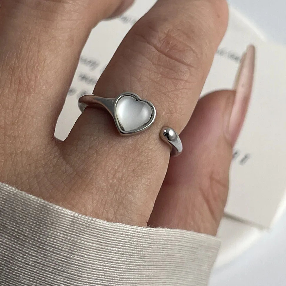 925 Sterling Silver Rings for Women Couple Minimalist Handmade Oval White Stone Ring Fine Jewelry Gift Prevent Allergy 250708