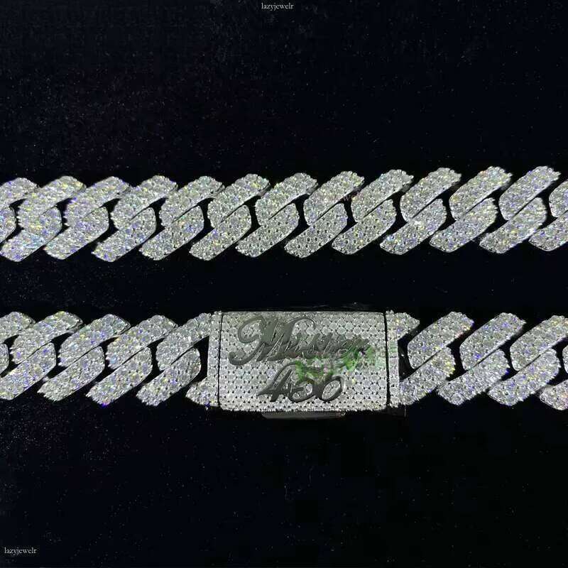 Real Custom White Gold Dia Cuban Link Chain for Men VVS Moissanite Name Necklace Sterling Sier Jewelry