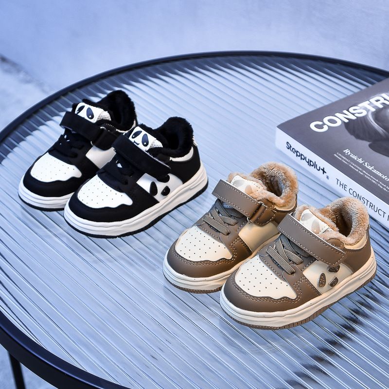 Toddler Baby Kids Fashion Design Walking Shoes Sneakers White Black Panda Non-slip Sports Shoes Boys Girls Winter Outdoor Warm Board Shoes Sizes US6C-