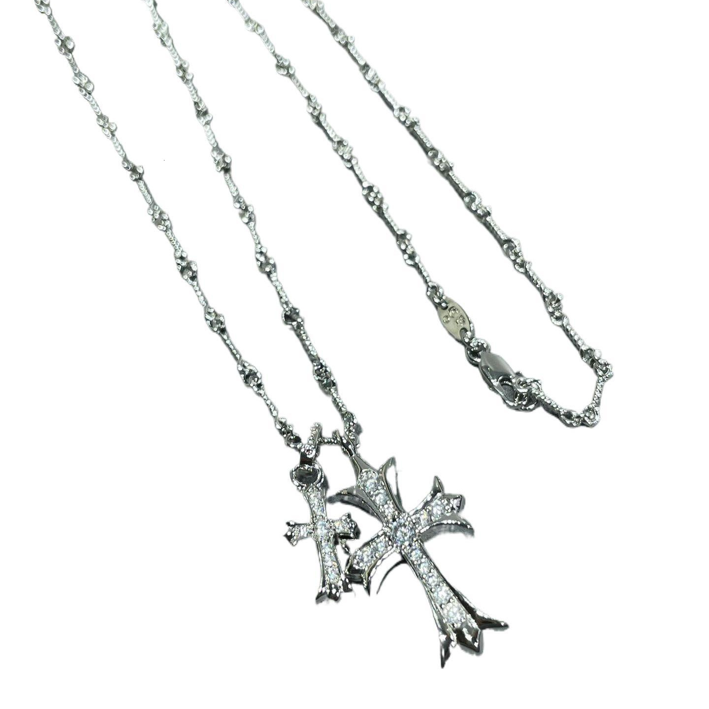 Luxury Jewelry Designer Jewelry V Gold High Version Crow Double Cross Pendant Necklace With Inlaid Diamonds Red Plated 18K Heavy Craft High Version Ba