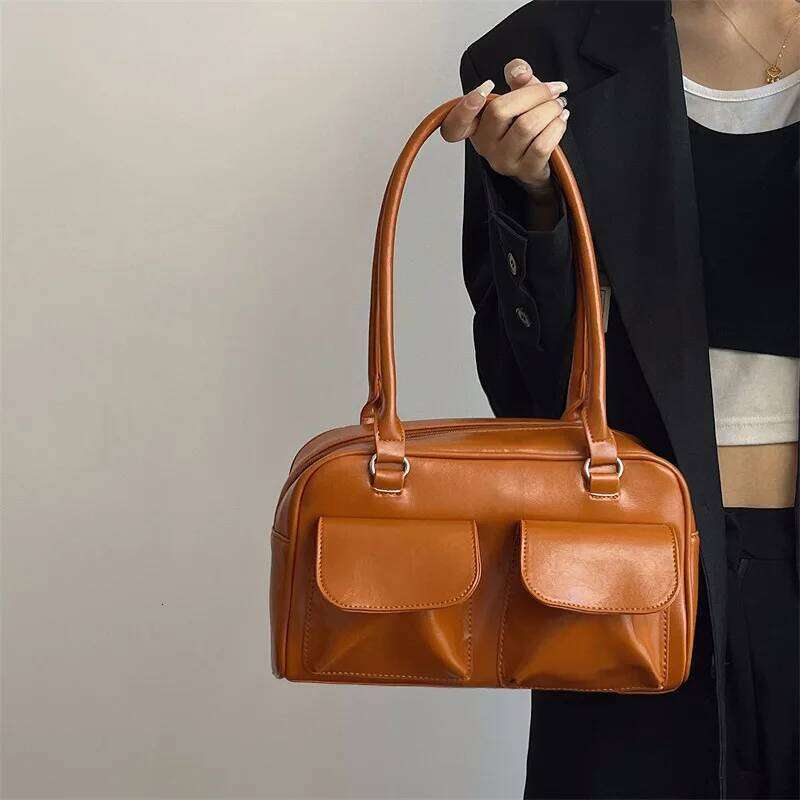 Brand Women's Shoulder Bag PU Leather Retro Zipper Fashionable Designer Handbag Casual Underarm Large Wallet Women Bag