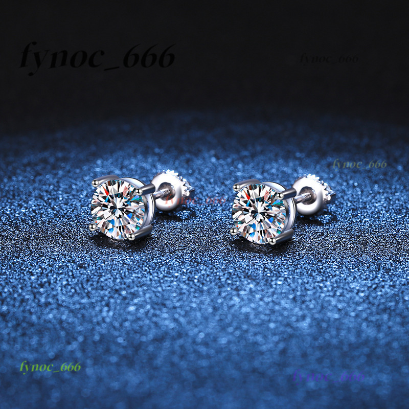 Classic 4 Prong Stud Earrings White Gold 925 Sterling Silver Moissanite Ear Stud 5mm 6.5mm 7.5mm 8mm for Men