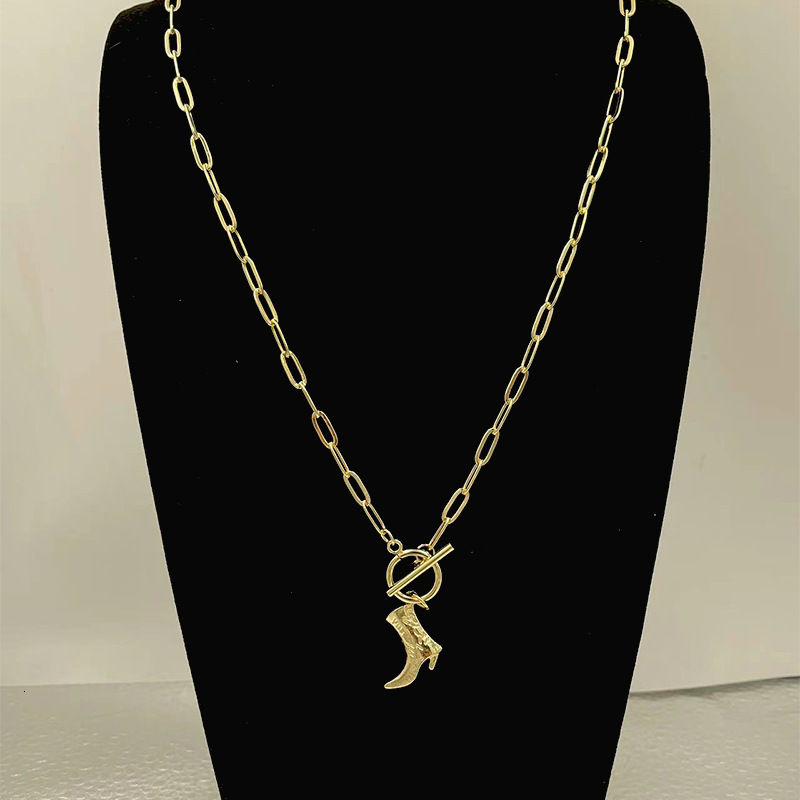 Luxury Jewelry Designer Jewelry European And American Cross-border Simple Western Cowboy Hat Necklace Niche Retro Trend Cowboy Boot Pendant Versatile