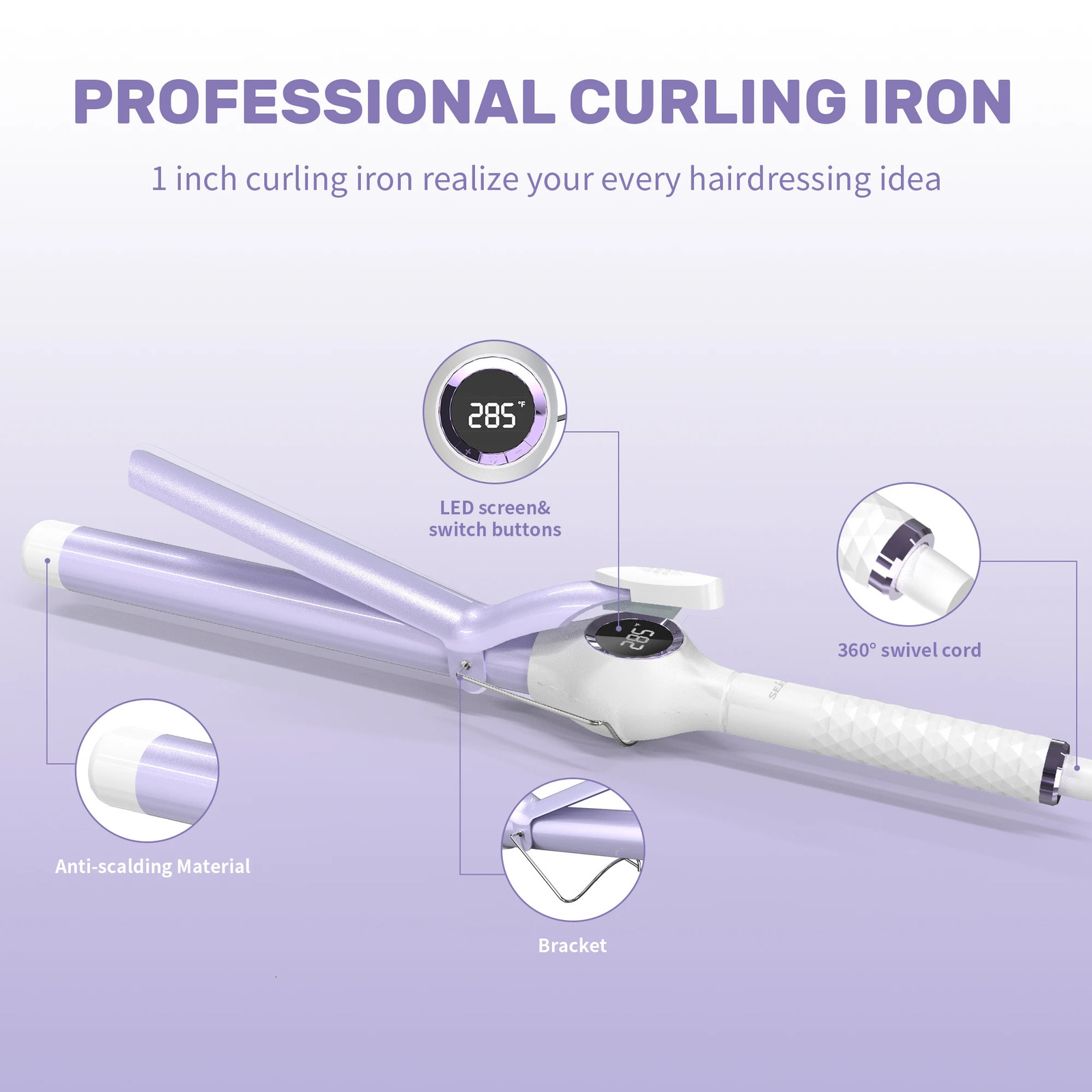 Sejoy 110-240V Electric Hair Curling Wand 1 inch Automatic Rotating Curling Iron for Professional Big Waves and Inward Curls 250712