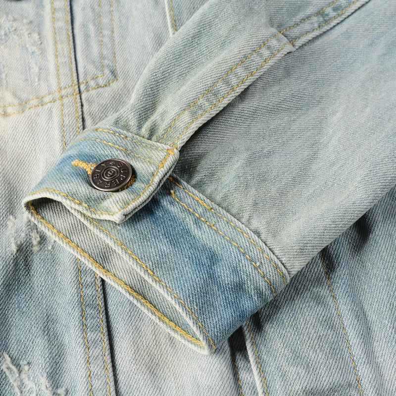 Street er Fashion Men Jacket Retro Washed Blue Ripped Denim Jacket Men Cotton Coat Embroidery Patched Y2K Vintage Chaqueta 250710