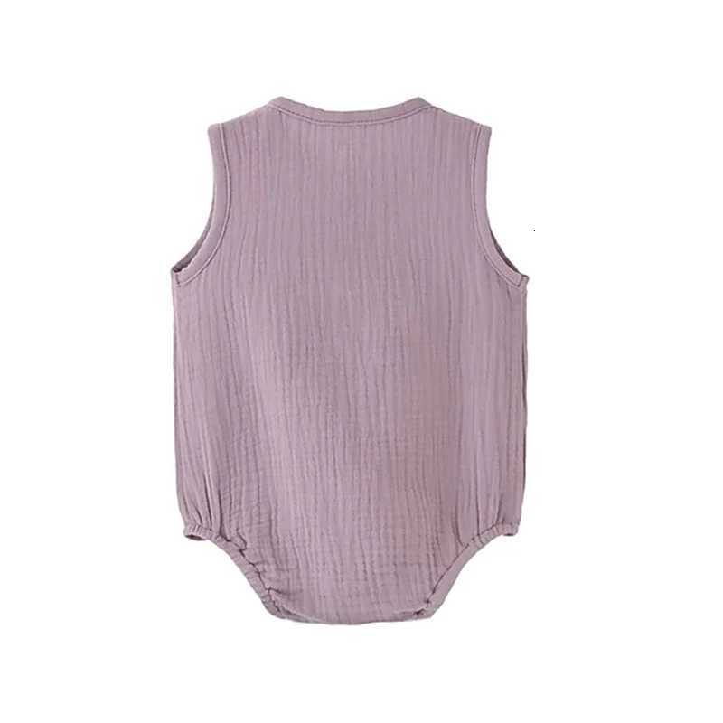 Summer Solid Newborn Baby 100% Cotton Linen Bodysuits Boy Girl Sleeveless Romper Jumpsuit Soft Skin-Friendly Thin Comfy Z250712