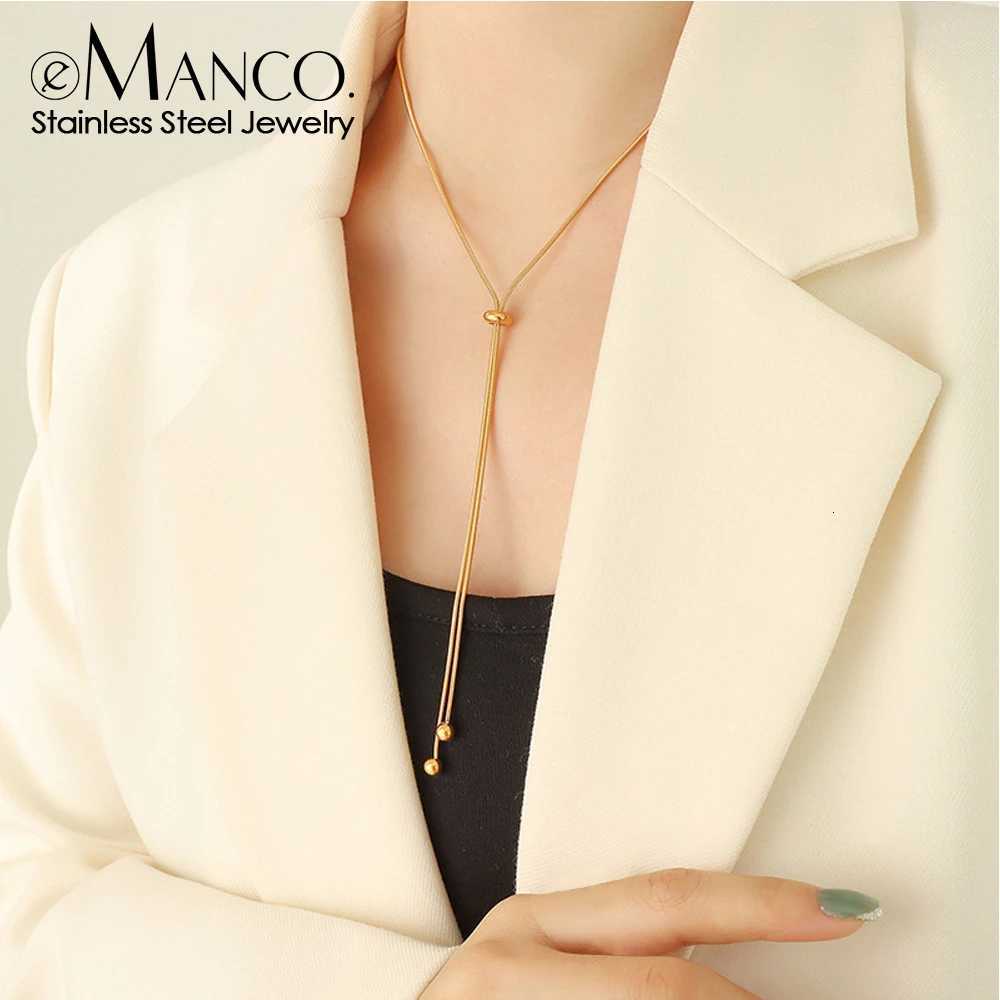 Anco Stainless Steel Y-shaped Beads Collaone Round Long Pendant Necklace Snake Chain Mens Holiday Gift W250712
