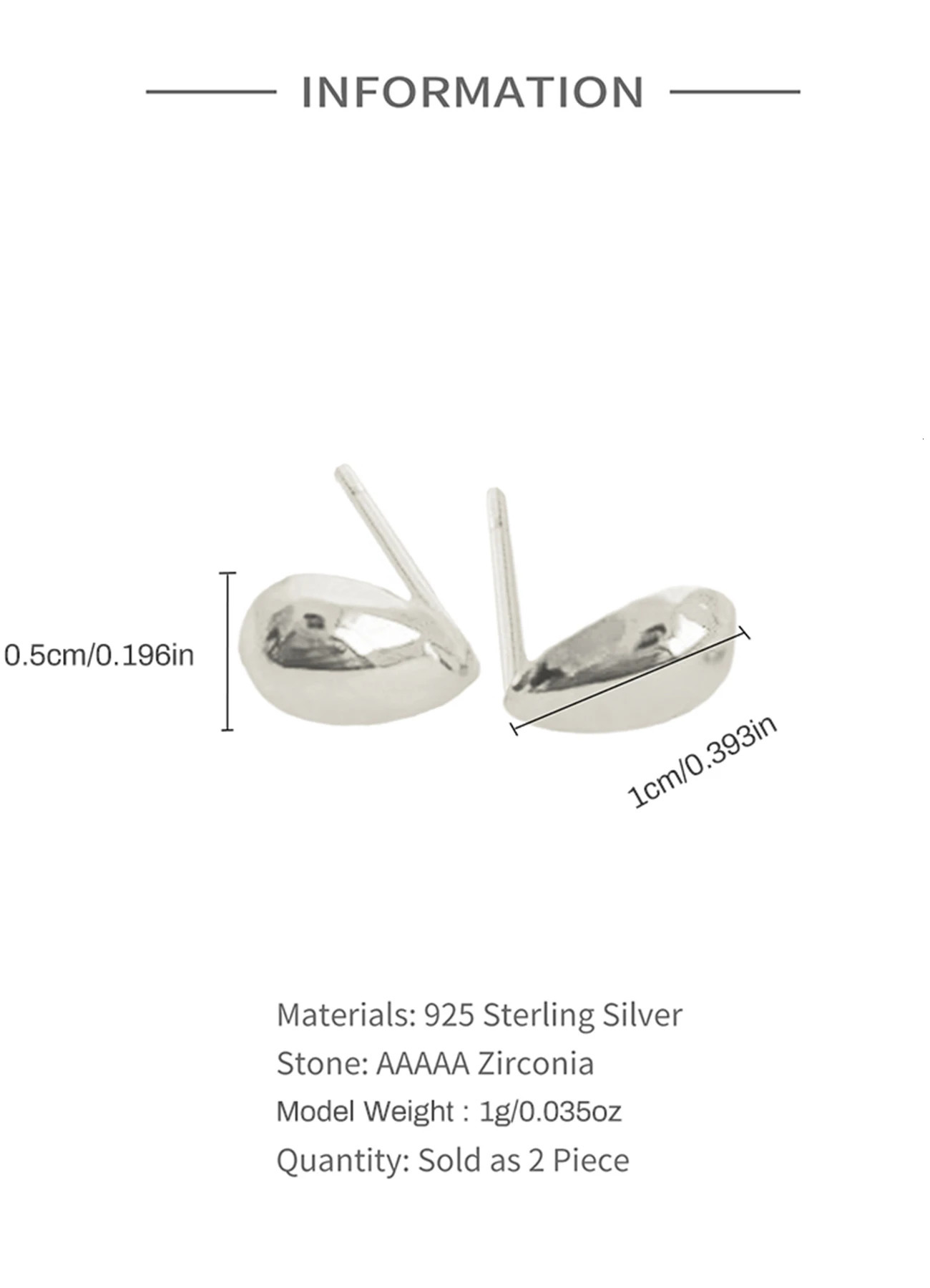 Canner 925 Sterling Silver Smooth Water Drop Simple Stud Earrings For Women 18K Gold Ins Minimalism Earrings Fine Jewelry Gift 250708