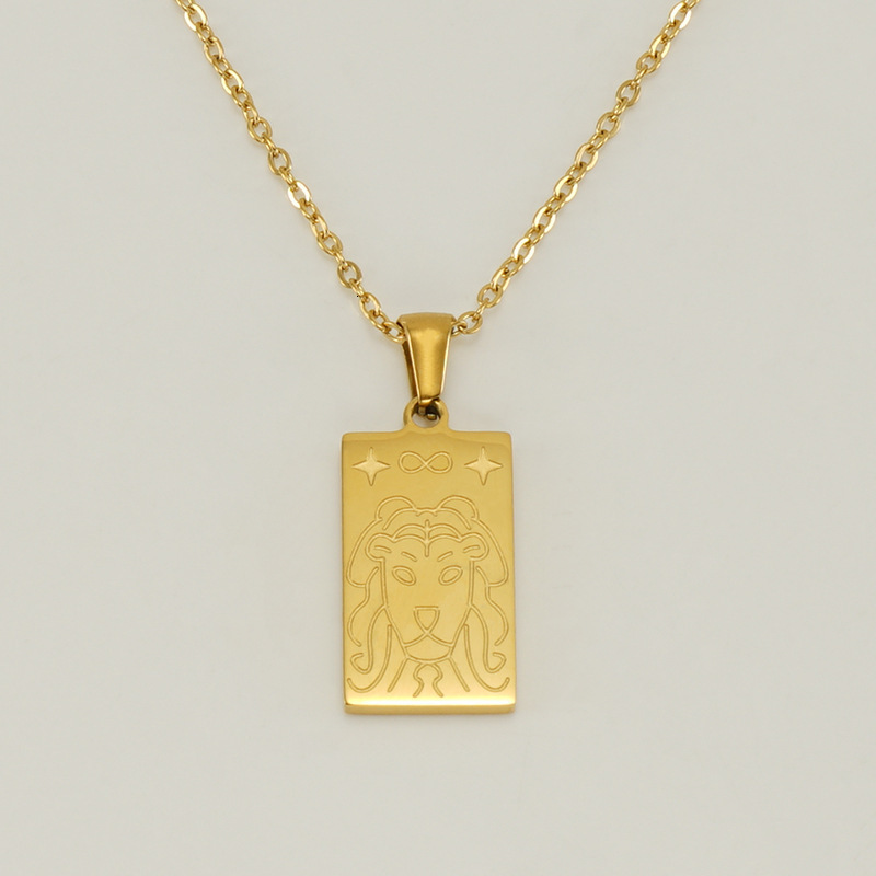 Luxury Jewelry Designer Jewelry Cross-border 18K Gold Stainless Steel Tarot Card Necklace For Women Fashionable Personality Titanium Steel Square Pend
